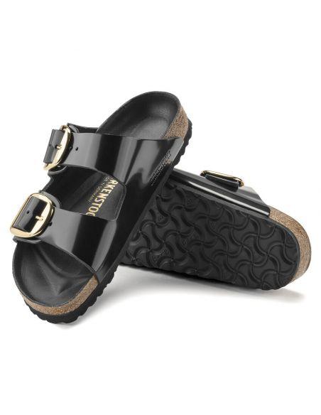 SANDALES ARIZONA BIG BUCKLE HIGH SHINE BLACK
