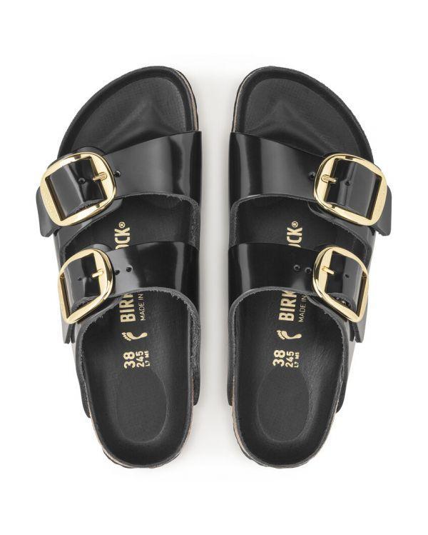 SANDALES ARIZONA BIG BUCKLE HIGH SHINE BLACK