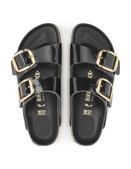 SANDALES ARIZONA BIG BUCKLE HIGH SHINE BLACK