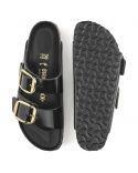 SANDALES ARIZONA BIG BUCKLE HIGH SHINE BLACK