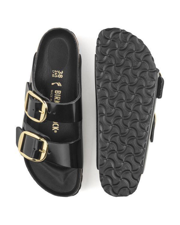 SANDALES ARIZONA BIG BUCKLE HIGH SHINE BLACK