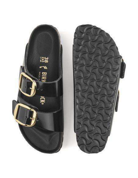 SANDALES ARIZONA BIG BUCKLE HIGH SHINE BLACK