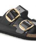 SANDALES ARIZONA BIG BUCKLE HIGH SHINE BLACK
