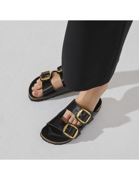SANDALES ARIZONA BIG BUCKLE HIGH SHINE BLACK