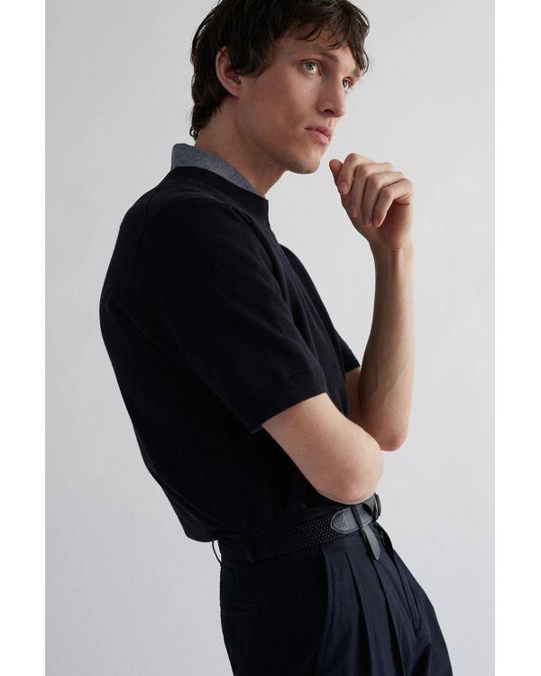 T-SHIRT RHYS COTTON LINEN DARK NAVY