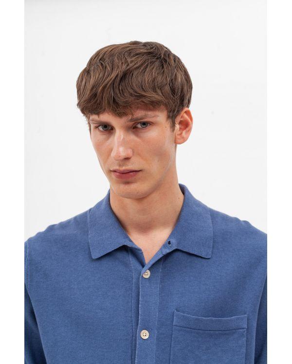 CHEMISE ROLLO COTTON LINEN SS CALCITE BLUE