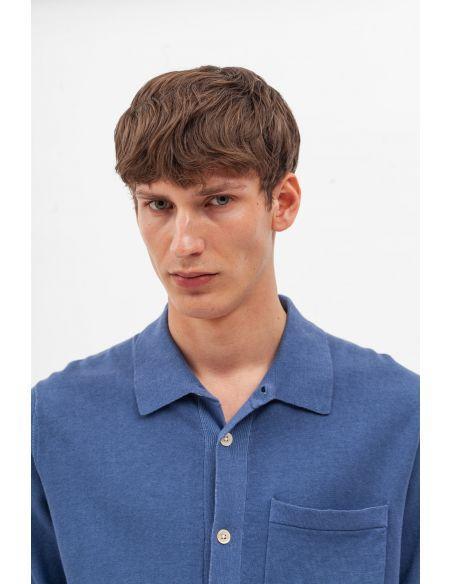 CHEMISE ROLLO COTTON LINEN SS CALCITE BLUE