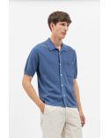 CHEMISE ROLLO COTTON LINEN SS CALCITE BLUE