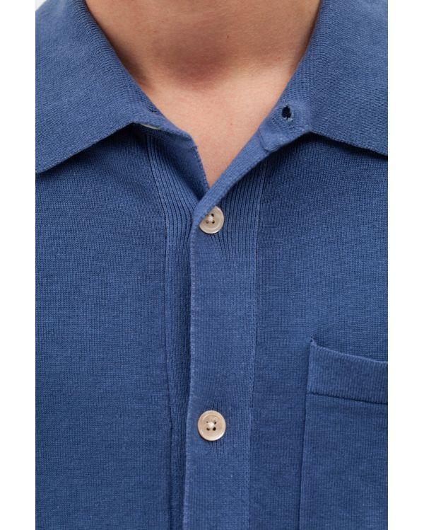 CHEMISE ROLLO COTTON LINEN SS CALCITE BLUE