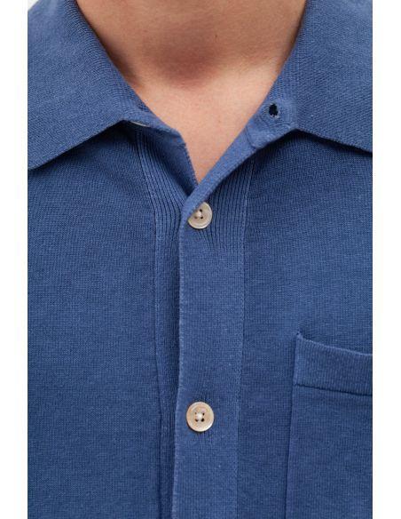 CHEMISE ROLLO COTTON LINEN SS CALCITE BLUE