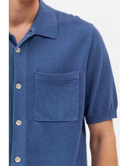 CHEMISE ROLLO COTTON LINEN SS CALCITE BLUE