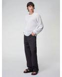 WHITE SEMI-TRANSPARENT EFFECT BOXY SWEATER