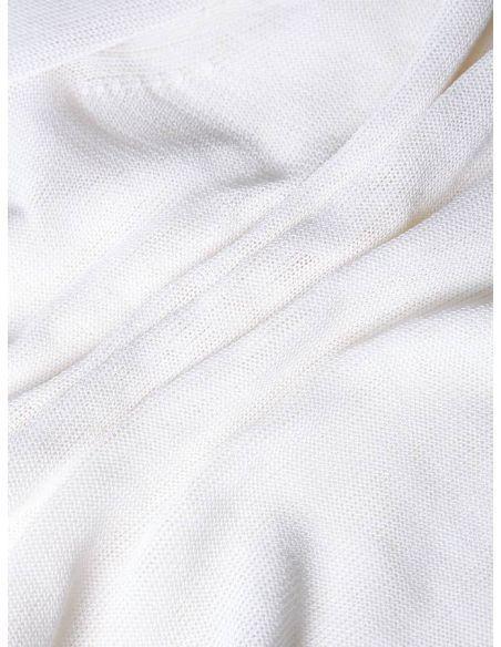 WHITE SEMI-TRANSPARENT EFFECT BOXY SWEATER