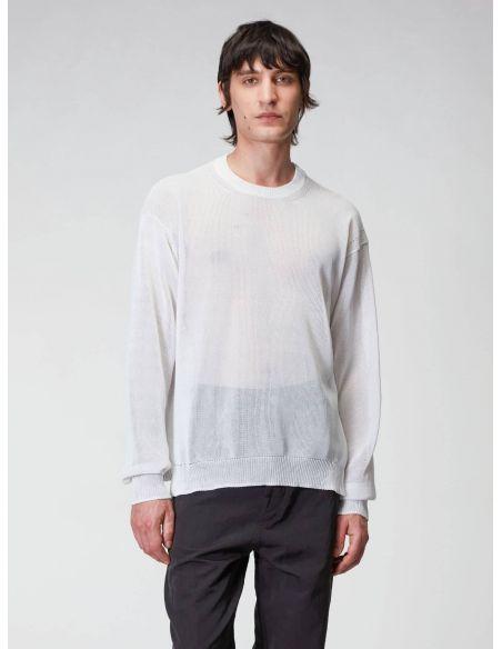 WHITE SEMI-TRANSPARENT EFFECT BOXY SWEATER