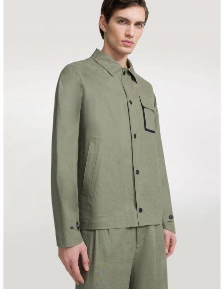 VESTE SURCHEMISE LIN TERZILINO SAGE GREEN