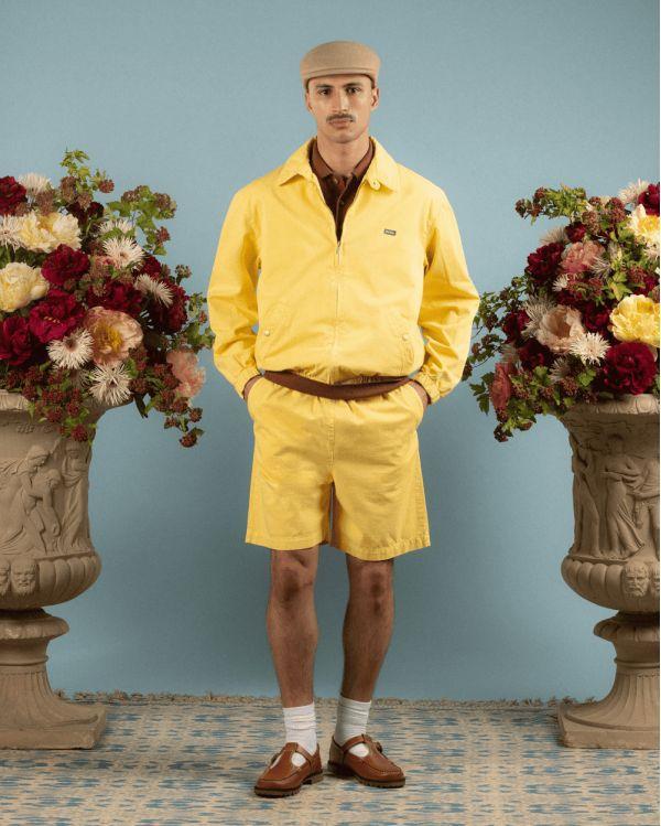 LIGHT YELLOW WASHED COTTON SHORTS
