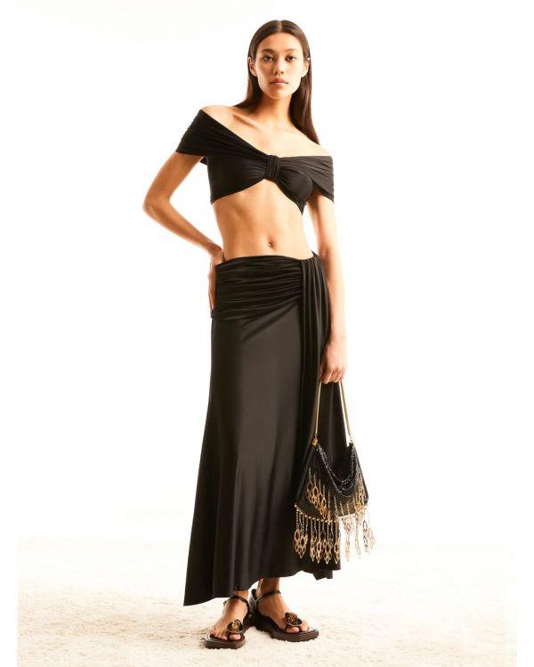 BLACK MID-LENGTH SKIRT