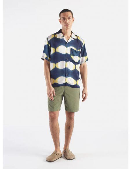CHEMISE CAMP SHIRT NAVY/YELLOW TIE DYE