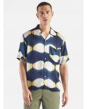 CHEMISE CAMP SHIRT NAVY/YELLOW TIE DYE