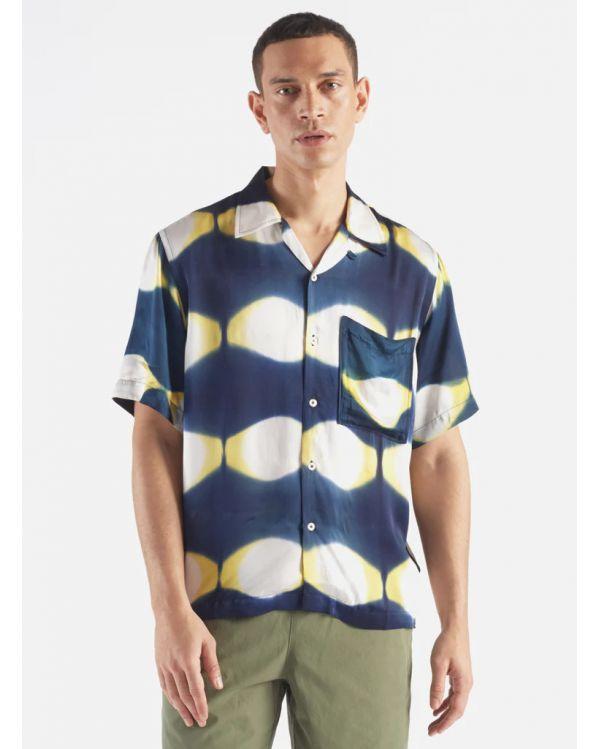 CHEMISE CAMP SHIRT NAVY/YELLOW TIE DYE
