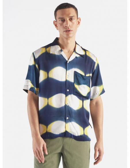CHEMISE CAMP SHIRT NAVY/YELLOW TIE DYE