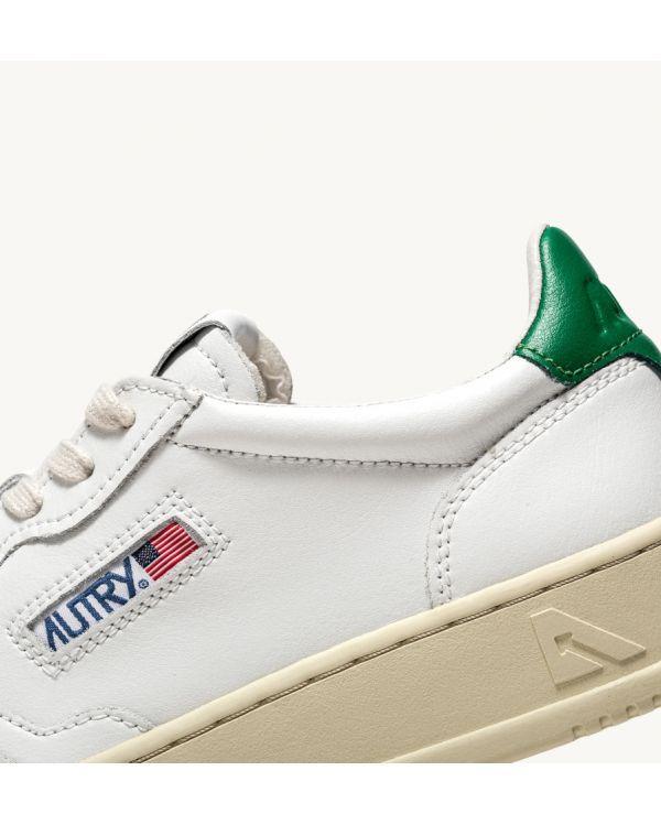 MEDALIST LOW MAN SNEAKERS WHITE AND GREEN LEATHER