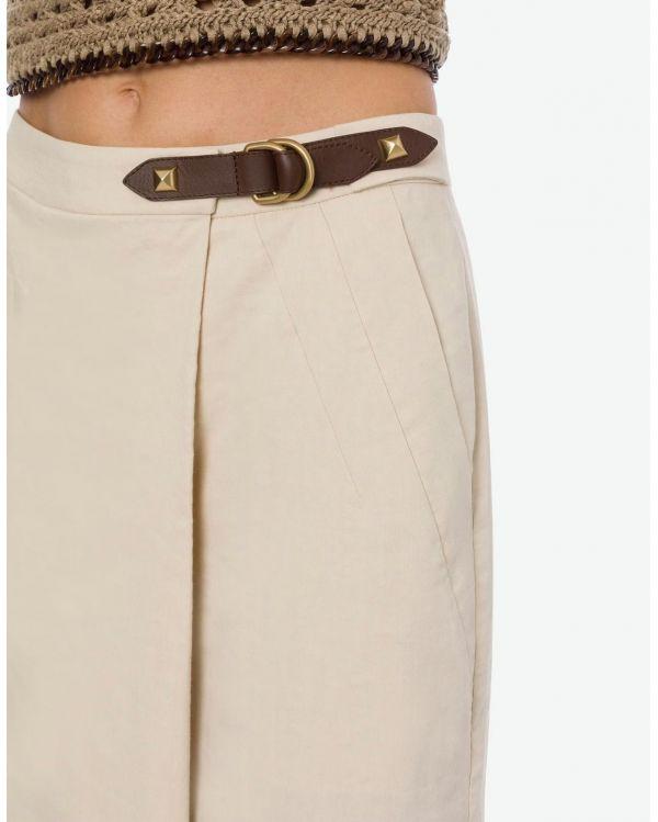 PALAZZO PANTS VISCOSE AND STRETCH LINEN SAND