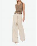 PANTALON PALAZZO VISCOSE ET LIN STRETCH SABLE