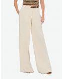 PALAZZO PANTS VISCOSE AND STRETCH LINEN SAND