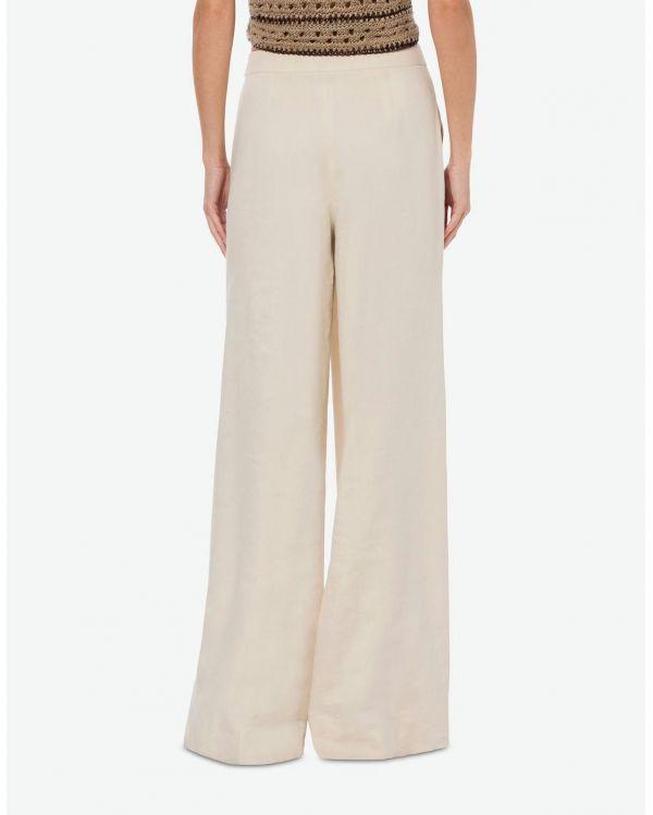 PALAZZO PANTS VISCOSE AND STRETCH LINEN SAND 2