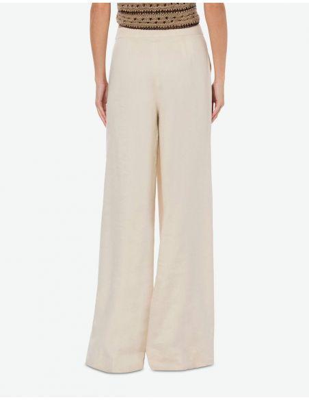 PANTALON PALAZZO VISCOSE ET LIN STRETCH SABLE