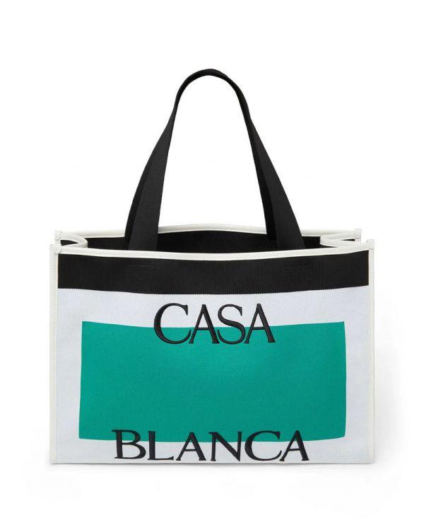 SAC KNIT SHOPPER WHITE & GREEN