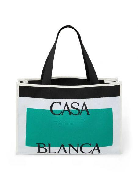 SAC KNIT SHOPPER WHITE & GREEN