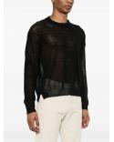 BLACK SEMI-TRANSPARENT EFFECT BOXY SWEATER