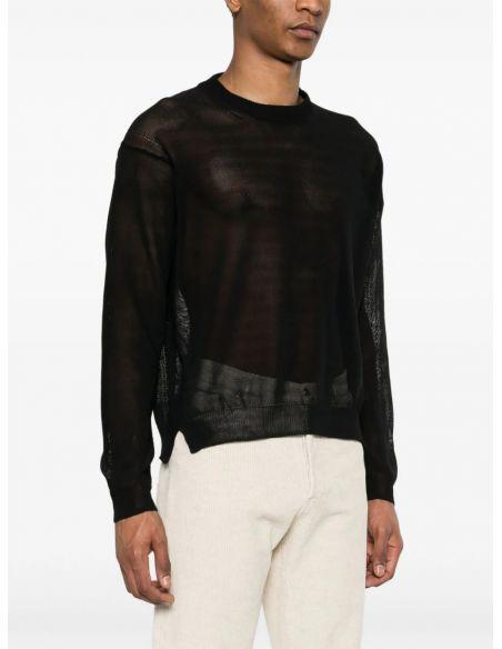 BLACK SEMI-TRANSPARENT EFFECT BOXY SWEATER