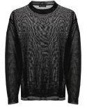 BLACK SEMI-TRANSPARENT EFFECT BOXY SWEATER