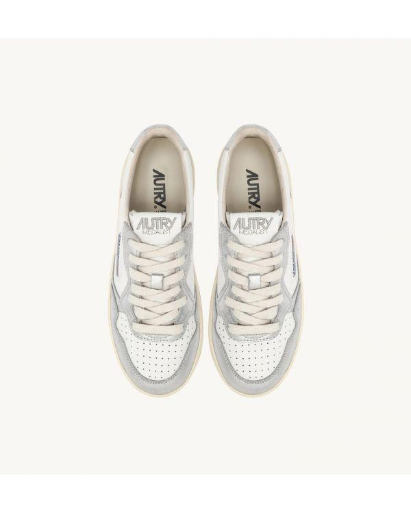 SNEAKERS PLATFORM LOW WOMEN CUIR BLANC ET ARGENT