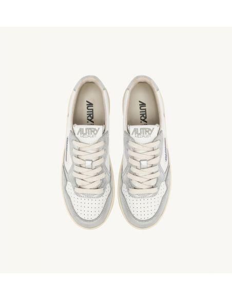 SNEAKERS PLATFORM LOW WOMEN CUIR BLANC ET ARGENT