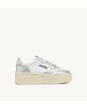 SNEAKERS PLATFORM LOW WOMEN CUIR BLANC ET ARGENT
