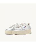 SNEAKERS PLATFORM LOW WOMEN CUIR BLANC ET ARGENT