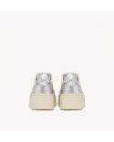SNEAKERS PLATFORM LOW WOMEN CUIR BLANC ET ARGENT