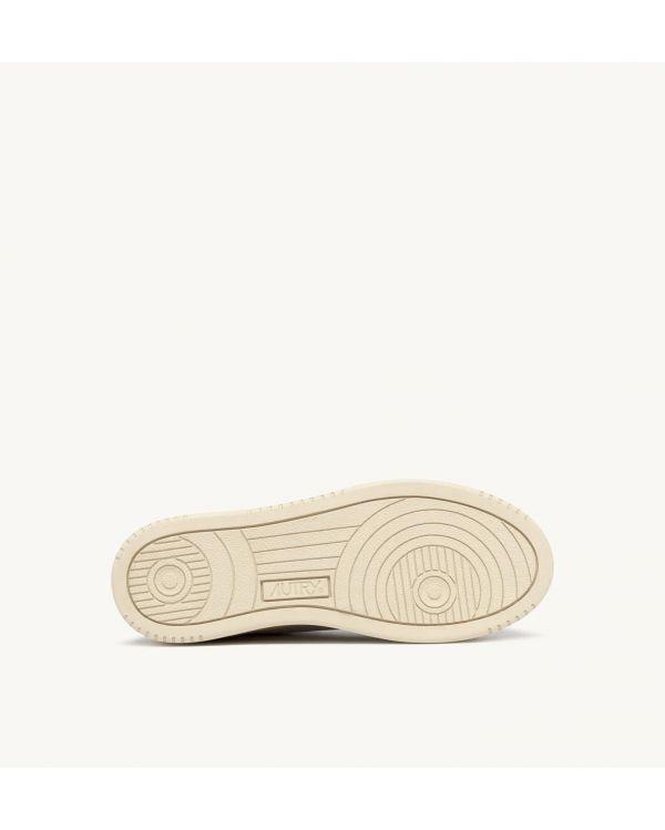 SNEAKERS PLATFORM LOW WOMEN CUIR BLANC ET ARGENT
