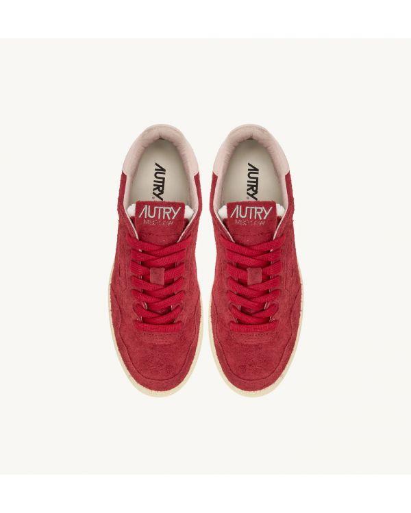 SNEAKERS FLAT LOW WOMEN SUEDE ROUGE ET POWDER PINK