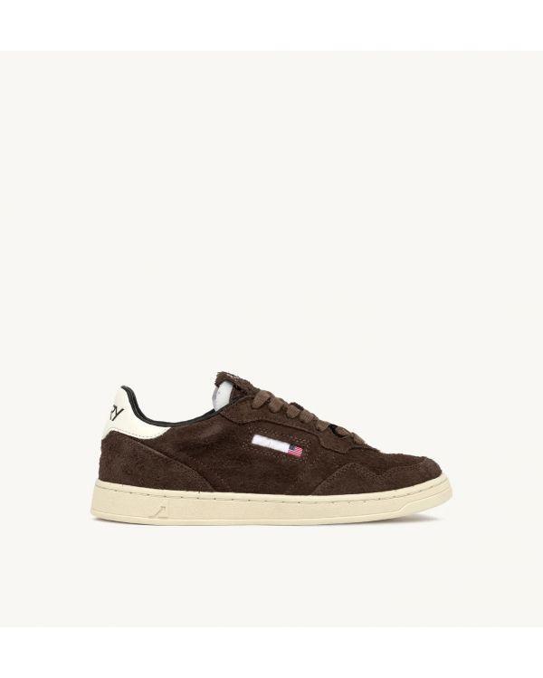 SNEAKERS FLAT LOW MAN SUEDE EBONY - WHISPER WHITE