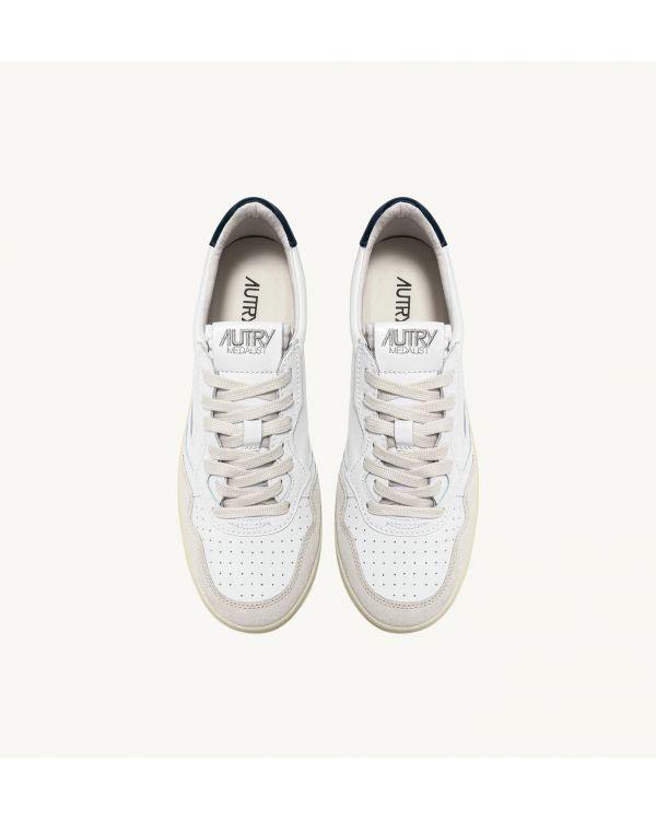 SNEAKERS MEDALIST LOW WOMEN LEATHER AND SUEDE WHITE BLUE