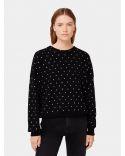 BLACK WOOL SWEATER WITH CRYSTAL DECOR