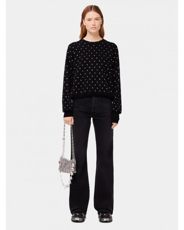 PULL EN LAINE NOIR ORNE DE CRISTAUX