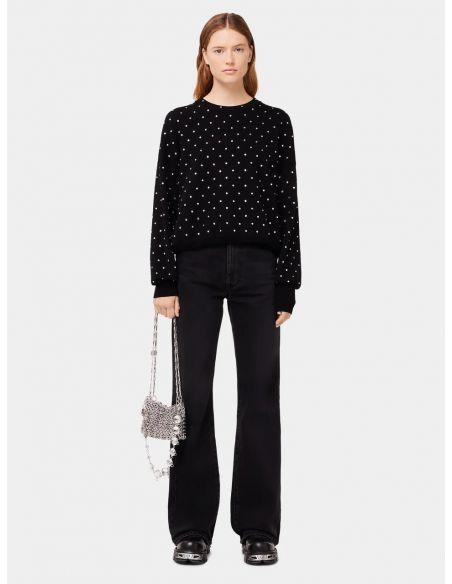 PULL EN LAINE NOIR ORNE DE CRISTAUX
