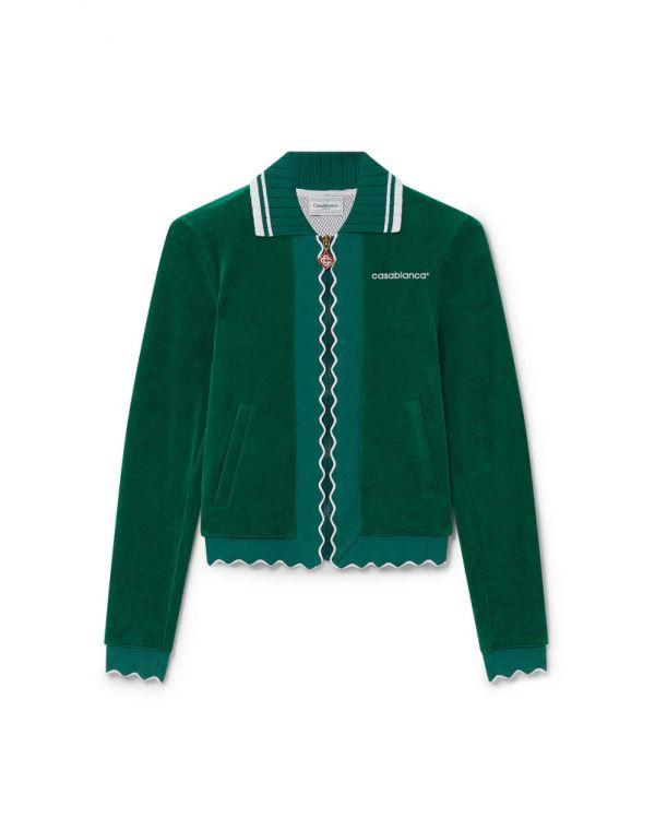 VESTE SCALLOPED TRACK JACKET LIGHT VELOUR EVERGREEN
