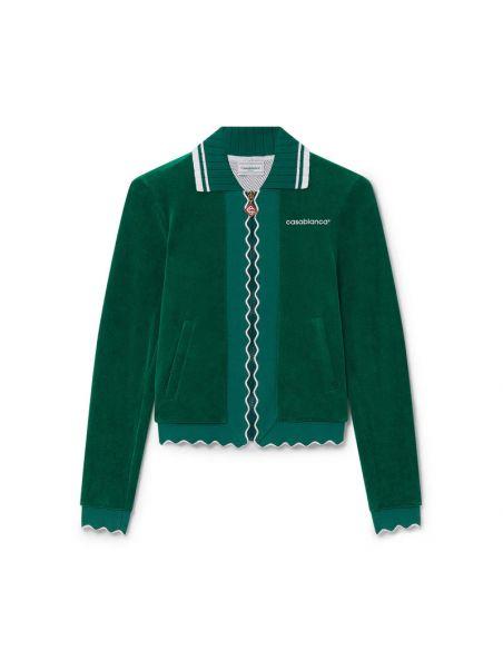 VESTE SCALLOPED TRACK JACKET LIGHT VELOUR EVERGREEN